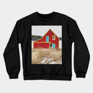 Red Barn with Blue Door Crewneck Sweatshirt